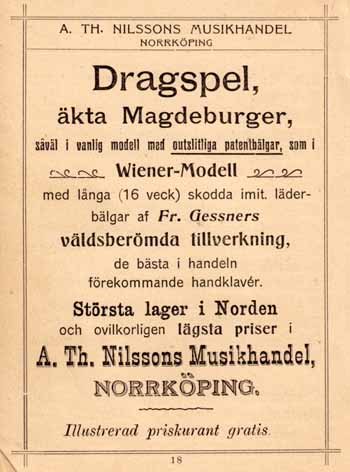 Nilssons Musikaffär i Norrköping 1905